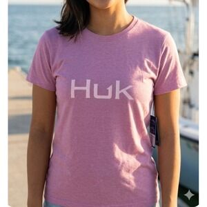 HUK Performance Fishing Short Sleeve T Shirt NWT  Pink, Lavender Sz MEDIUM